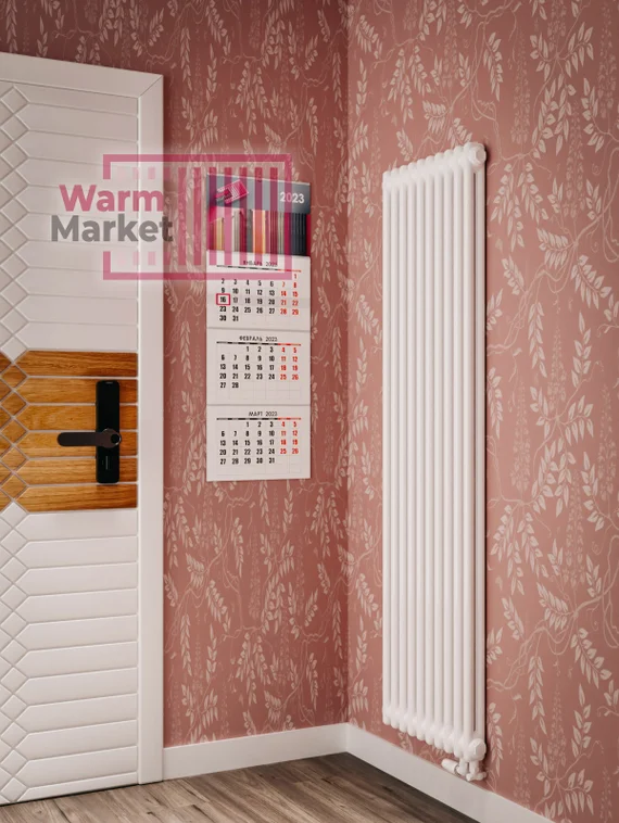 Вертикальный трубчатый радиатор Solira 2200 N24 нижнее проходное подключение, серый (RAL 7037)