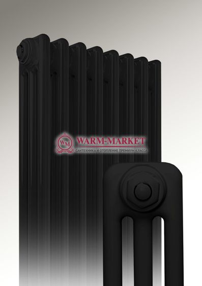 Трубчатый вертикальный радиатор Dia Norm 3180 трехтрубный с нижним центральным подключением черного цвета