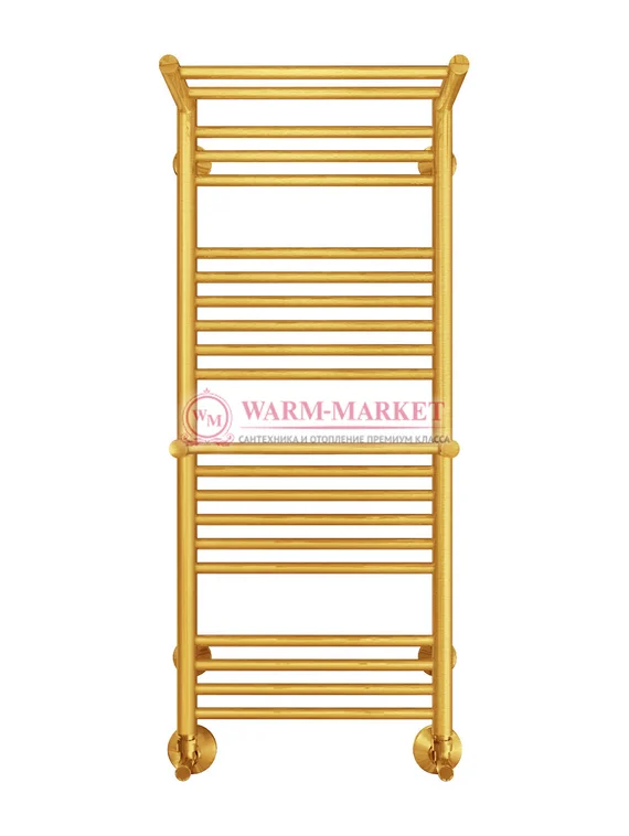 Аврора П20-2 - водяной полотенцесушитель с двумя полками, нижнее подключение, цвет золото