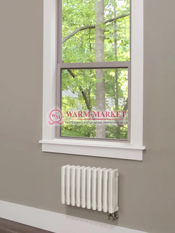 Трубчатый радиатор Purmo Delta 3037-10 секций, трехтрубный с нижним правым/левым подключением с вентилем.