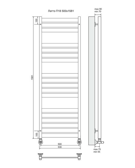 Латте П18 - электрический полотенцесушитель, цвет золото