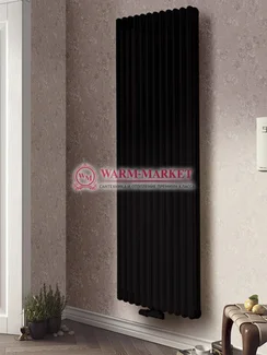 Трубчатый вертикальный радиатор Dia Norm 3180 трехтрубный с нижним центральным подключением черного цвета