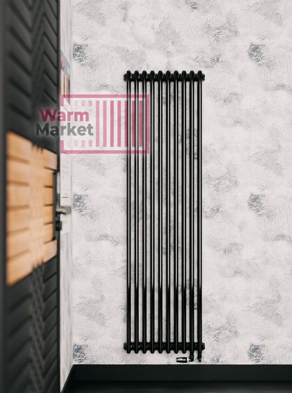 Вертикальный трубчатый радиатор Solira 2190 N12 боковое подключение, серый (RAL 7037)