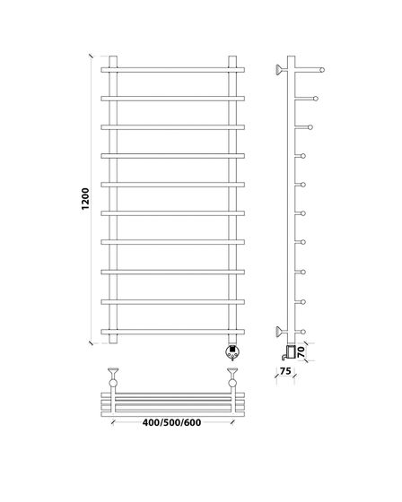 Электрический полотенцесушитель Secado Турин 6 из нержавеющей стали