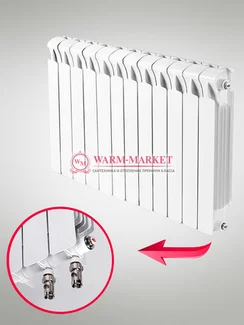 Rifar Monolit VR 500 - биметаллический радиатор с нижним правым подключением