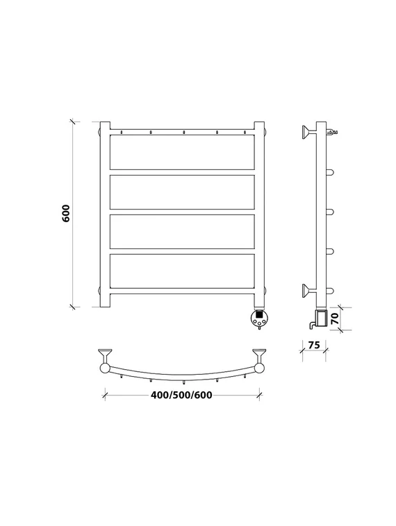Электрический полотенцесушитель Secado Милан 1 К из нержавеющей стали