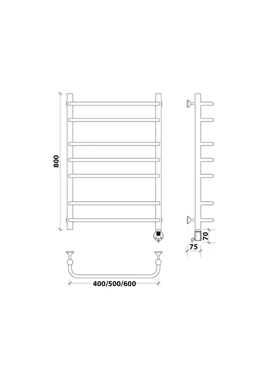 Электрический полотенцесушитель Secado Мерида 2 из нержавеющей стали