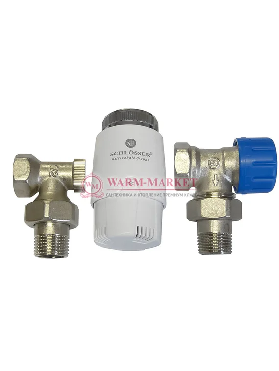 Комплект угловой DN15 GZ1/2 x GW1/2 с термоголовкой 600100030