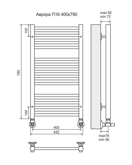 Аврора П16-2- водяной полотенцесушитель