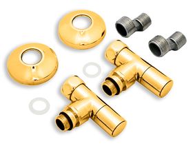 Вентиль округлый регулировочный прямой цвета золота.