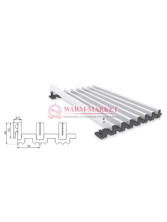 Решетка для конвектора Vitron анодированная из алюминия с профилем 18х6 мм под пластиковый крепеж, с L - рамкой