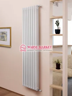 Вертикальный трубчатый радиатор Purmo Delta Lazerline 3180-8 секций, трехтрубный с боковым подключением.