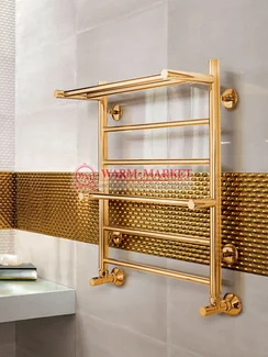 Ankona-полотенцесушитель с полкой, нижнее подключение золото