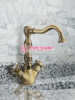 Elg Bronze 018 - бронзовый смеситель для раковины / умывальника двухвентильный