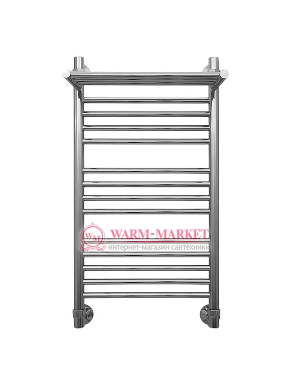 Mini P 800х400 - узкий электрический полотенцесушитель с полкой из нержавеющей стали 400 мм. шириной, хром