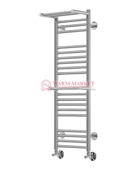 Аврора П20-1- водяной полотенцесушитель с двумя полками, нижнее подключение, белый