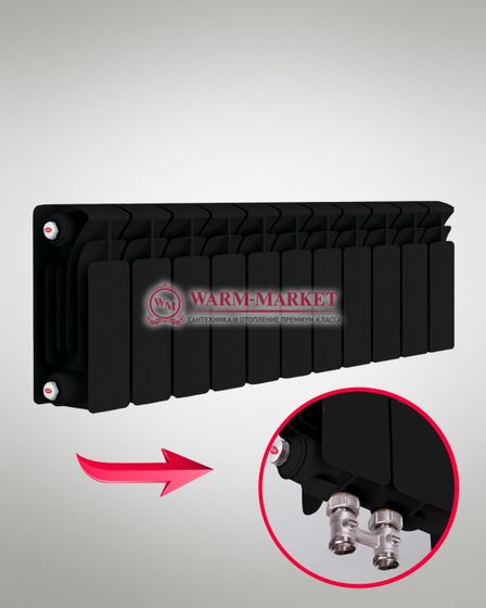 Rifar Base VR Ral 200 - цветной биметаллический радиатор с нижним правым подключением