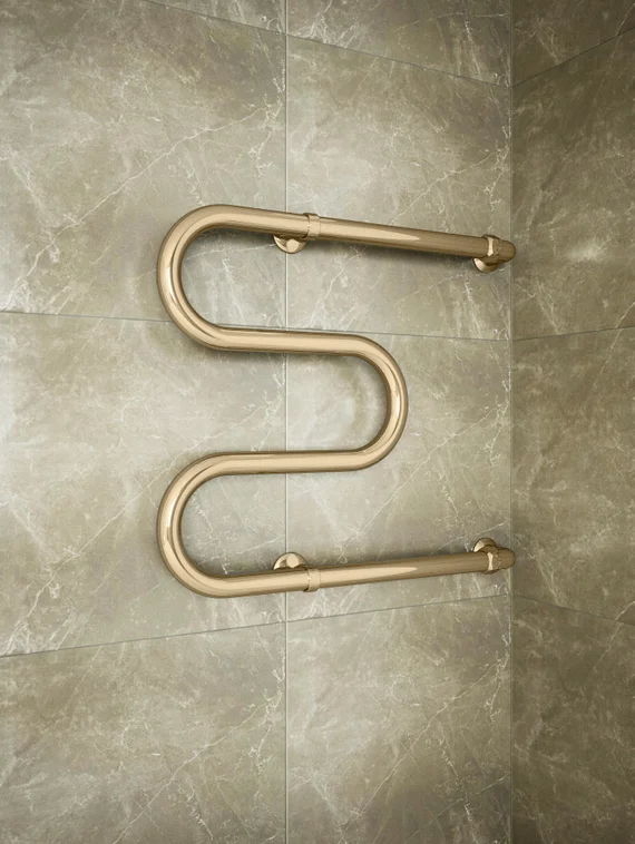 М - образный водяной полотенцесушитель цвета бронза.