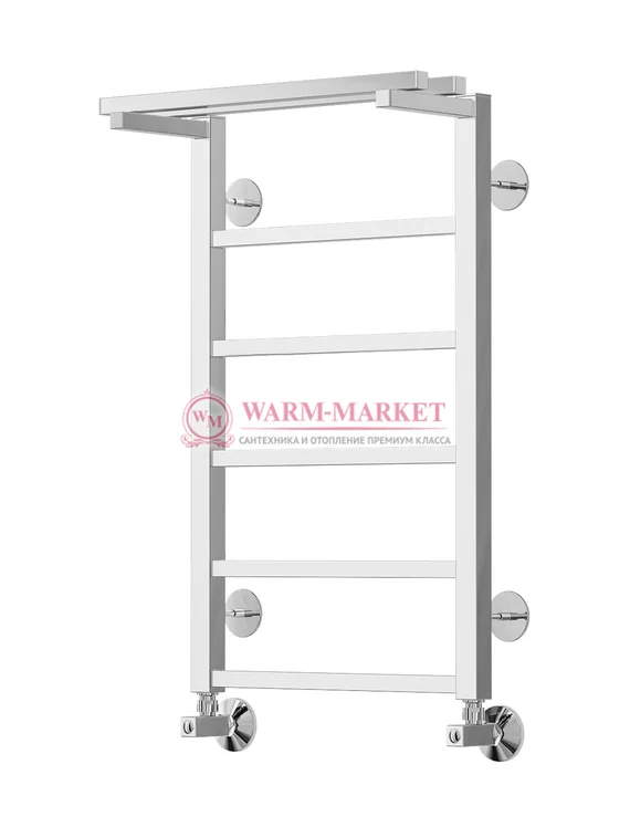 Контур П6-2 - водяной полотенцесушитель с полкой, нижнее подключение, цвет золото