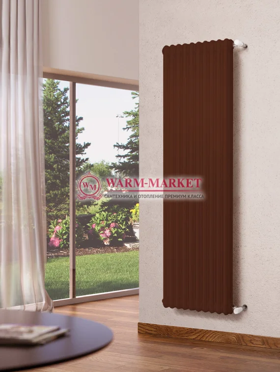 Трубчатый вертикальный радиатор Dia Norm 3180 трехтрубный с боковым подключением коричневого цвета