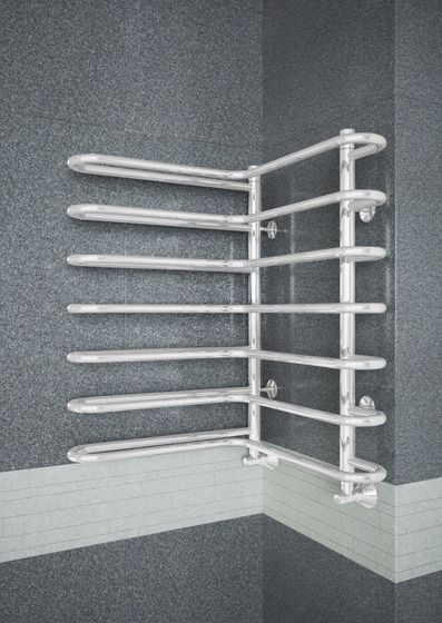 Nika - угловой полотенцесушитель белого цвета.