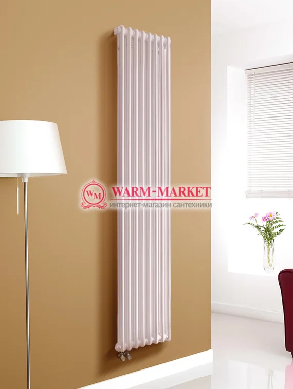 Вертикальный трубчатый радиатор Purmo Delta Lazerline 2180-8 секций, двухтрубный с нижним правым/левым подключением
