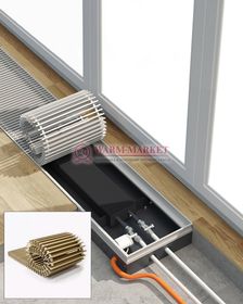 Конвектор внутрипольный Helios Therm Alpha (CIA) без вентилятора глубиной 110мм с алюминиевой решеткой золотого цвета