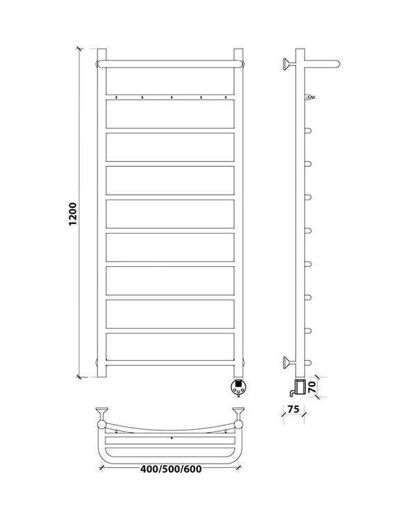 Электрический полотенцесушитель Secado Милан 1 КСП из нержавеющей стали
