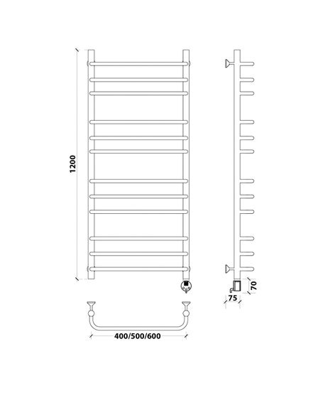 Электрический полотенцесушитель Secado Мерида 3 из нержавеющей стали