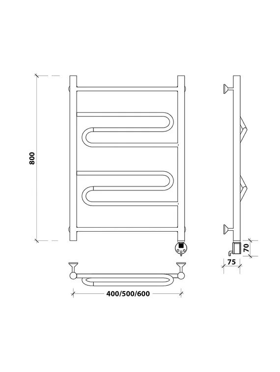 Электрический полотенцесушитель Secado Валенсия 1 из нержавеющей стали