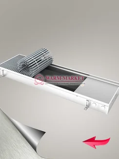 Внутрипольный конвектор Eva K без вентилятора шириной 403 мм (с алюминиевой решеткой натурального цвета)