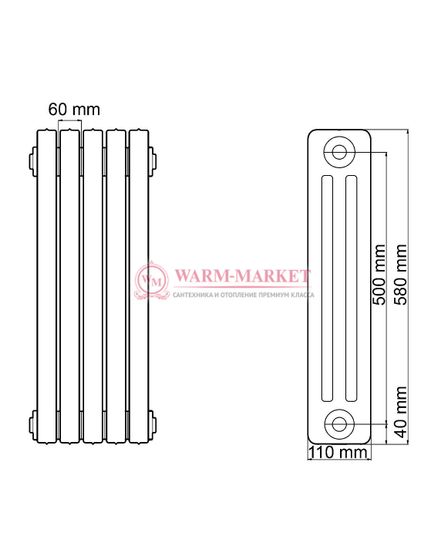 Чугунный радиатор Viadrus Kalor 3 500/110