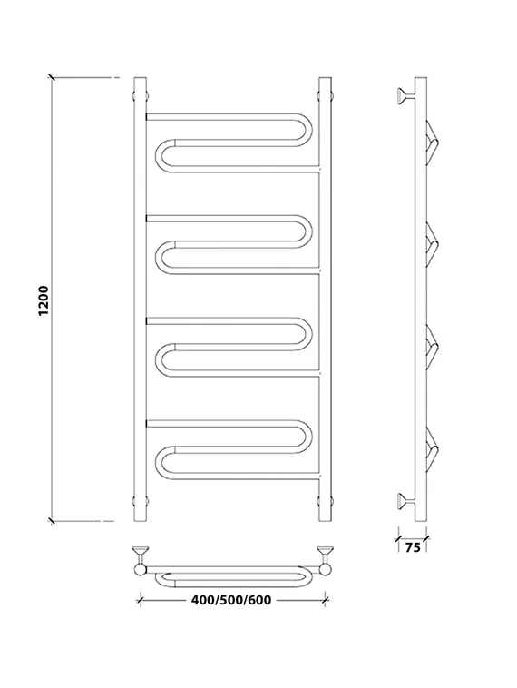 Водяной полотенцесушитель Secado Валенсия 1 из нержавеющей стали