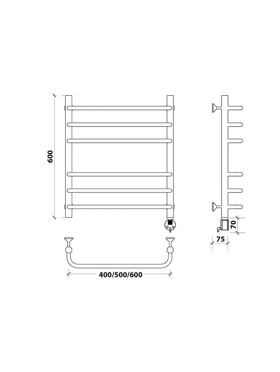 Электрический полотенцесушитель Secado Мерида 3 из нержавеющей стали
