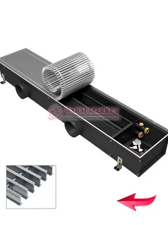 Конвектор внутрипольный Varmann Ntherm Air без вентилятора c решеткой из нержавеющей стали натурального цвета