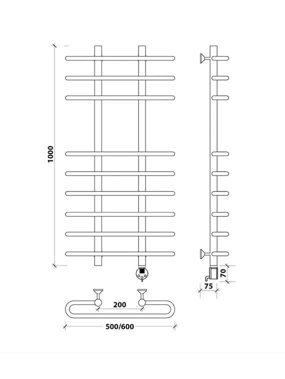 Электрический полотенцесушитель Secado Венеция 5 из нержавеющей стали