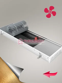 Внутрипольный конвектор Eva KB c вентилятором шириной 403 мм (с алюминиевой решеткой бронзового цвета)