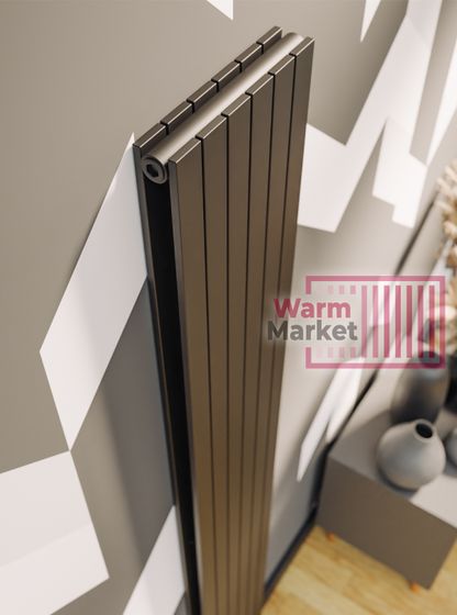Solo V 2 1750 - вертикальный трубчатый радиатор из прямоугольного профиля двухтрубный черного цвета