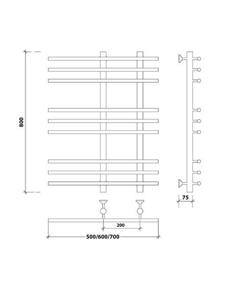 Водяной полотенцесушитель Secado Турин 3 из нержавеющей стали