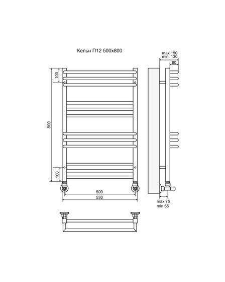 Кельн - водяной полотенцесушитель из нержавеющей стали