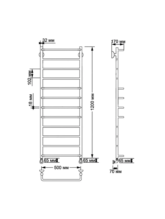 Электрический полотенцесушитель Secado Верона 1 из латуни