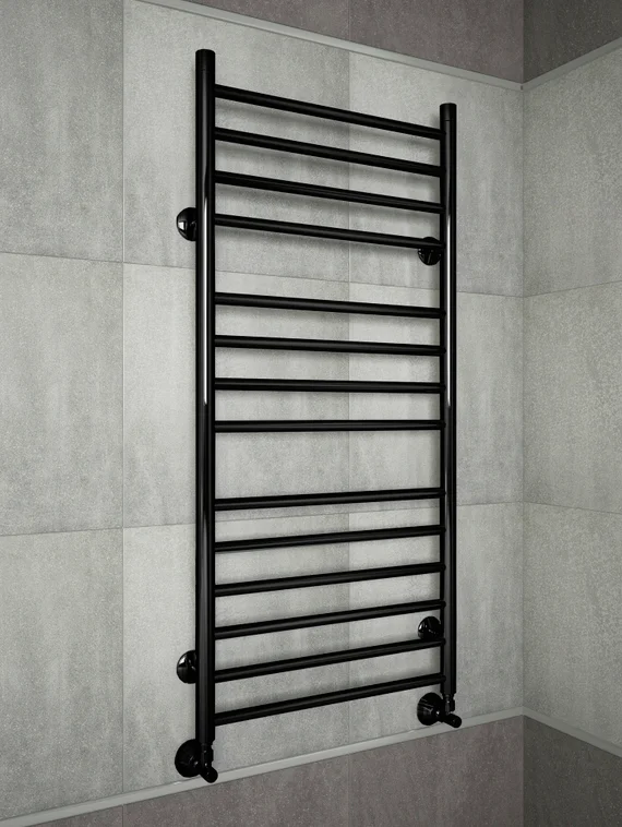 Avrora Black-черный полотенцесушитель из нержавеющей стали.