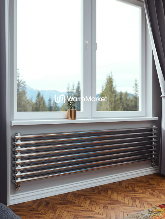 Axxinot Sentir Chrome Z 2180 - горизонтальный трубчатый радиатор шириной 1800 мм, нижнее разнесенное подключение