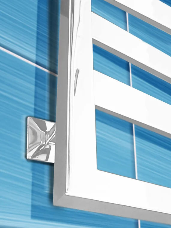 Tempra White - белый дизайн полотенцесушитель с широким профилем прямоугольного сечения