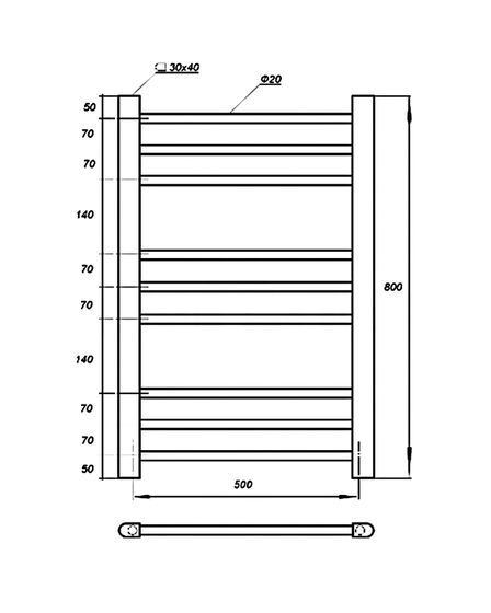 Полотенцесушитель электрический Solent Bedoll SR-011 800х500 П9 черный