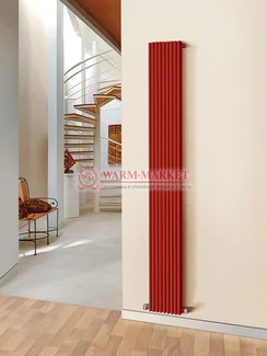 Paralleli v 1 1750 шаг 25 вертикальный трубчатый радиатор из прямоугольного профиля красного цвета