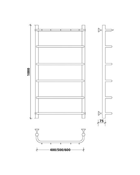 Водяной полотенцесушитель Secado Мерида 1 К из нержавеющей стали