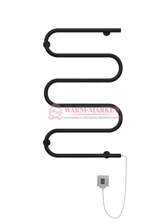 Ш-образный электрический полотенцесушитель, черный