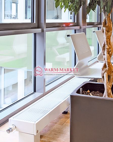 NARBONNE VT 35 – низкий конвектор высотой 142 мм с нижним подключением