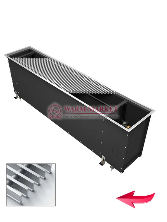 Конвектор внутрипольный Varmann Ntherm Maxi без вентилятора c алюминиевой решеткой натурального цвета